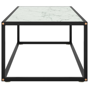 Tavolino da Salotto Nero con Vetro Marmo Bianco 100x50x35 cm 322881