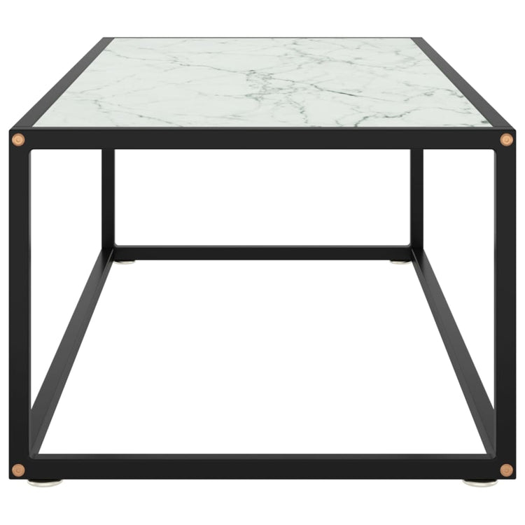 Tavolino da Salotto Nero con Vetro Marmo Bianco 100x50x35 cm 322881