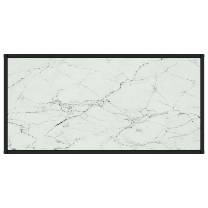 Tavolino da Salotto Nero con Vetro Marmo Bianco 100x50x35 cm 322881