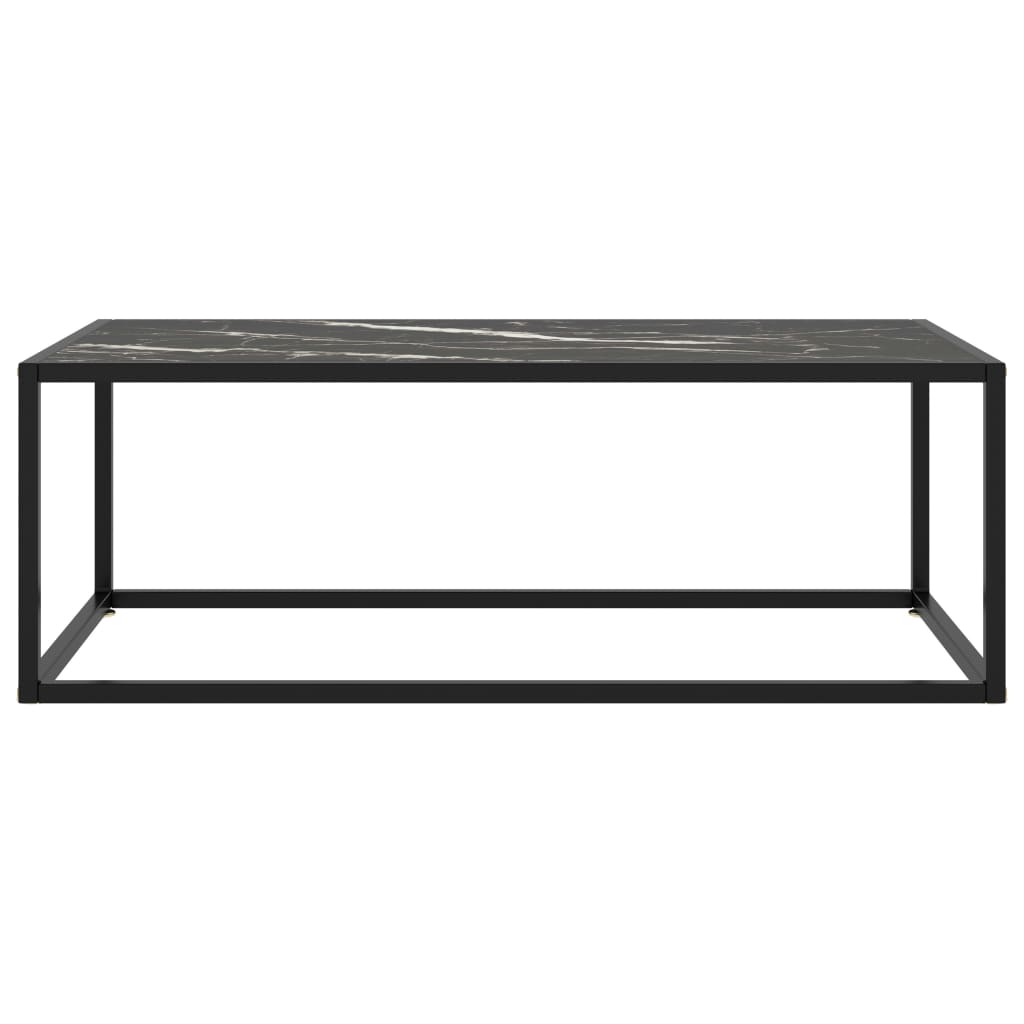 Tavolino da Salotto Nero con Vetro Marmo Nero 100x50x35 cm 322882