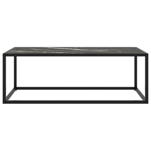 Tavolino da Salotto Nero con Vetro Marmo Nero 100x50x35 cm 322882