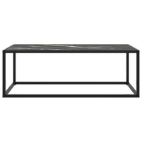 Tavolino da Salotto Nero con Vetro Marmo Nero 100x50x35 cm 