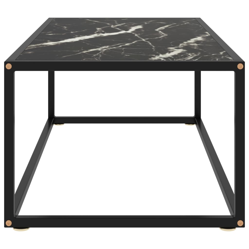 Tavolino da Salotto Nero con Vetro Marmo Nero 100x50x35 cm 322882