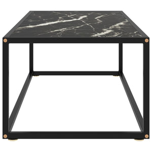 Tavolino da Salotto Nero con Vetro Marmo Nero 100x50x35 cm 322882