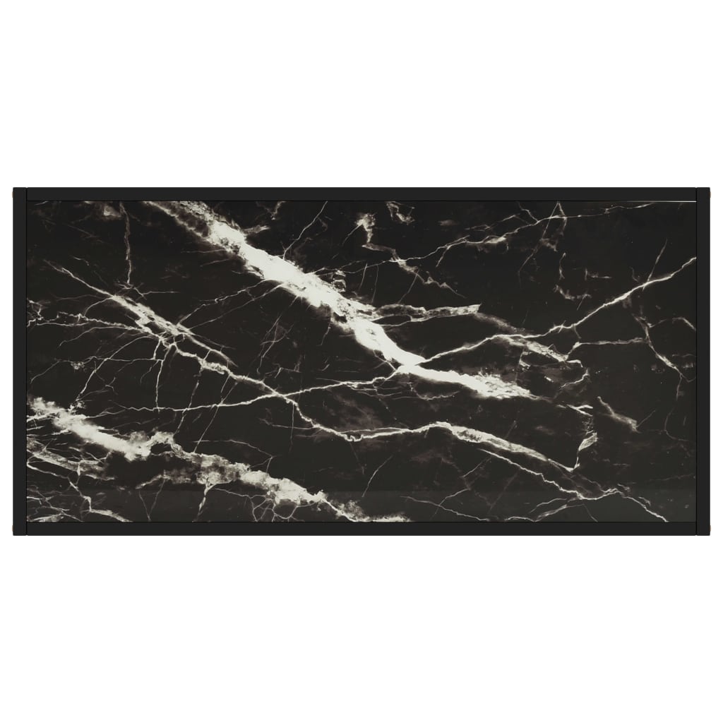 Tavolino da Salotto Nero con Vetro Marmo Nero 100x50x35 cm 322882