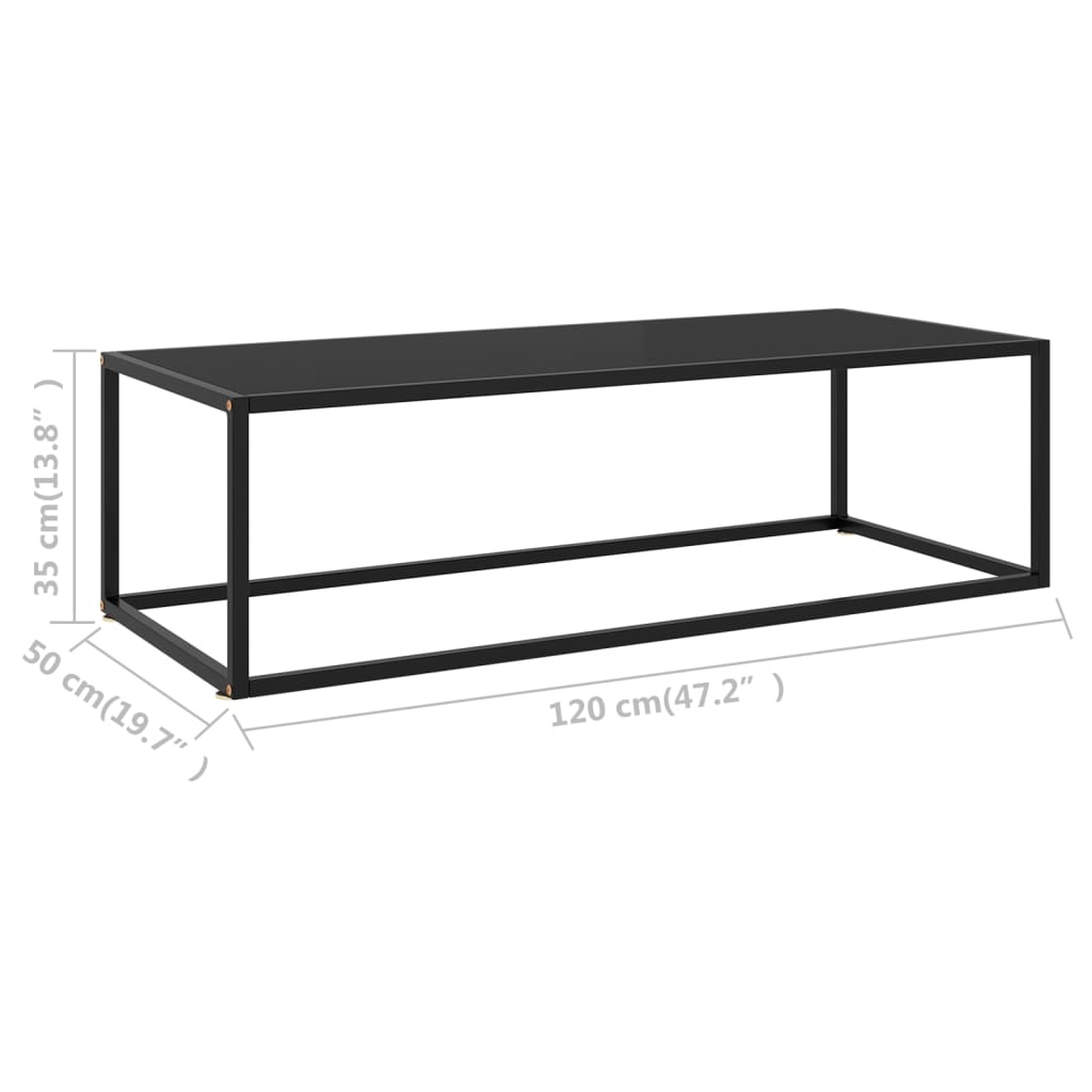 Tavolino da Salotto Nero con Vetro Nero 120x50x35 cm  cod mxl 58670