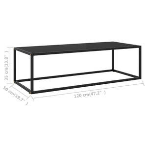 Tavolino da Salotto Nero con Vetro Nero 120x50x35 cm  cod mxl 58670