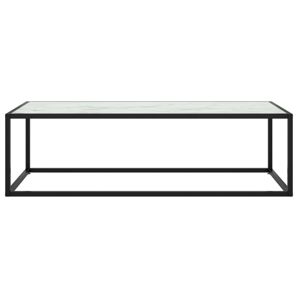 Tavolino da Salotto Nero con Vetro Marmo Bianco 120x50x35 cm  cod mxl 17920