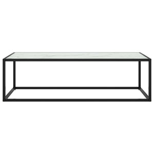 Tavolino da Salotto Nero con Vetro Marmo Bianco 120x50x35 cm  cod mxl 17920