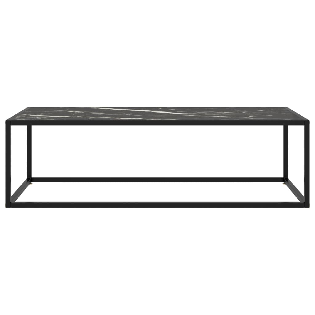 Tavolino da Salotto Nero con Vetro Marmo Nero 120x50x35 cm 322886