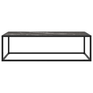 Tavolino da Salotto Nero con Vetro Marmo Nero 120x50x35 cm 322886