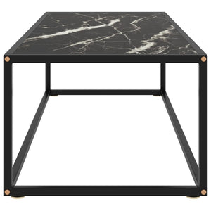 Tavolino da Salotto Nero con Vetro Marmo Nero 120x50x35 cm 322886