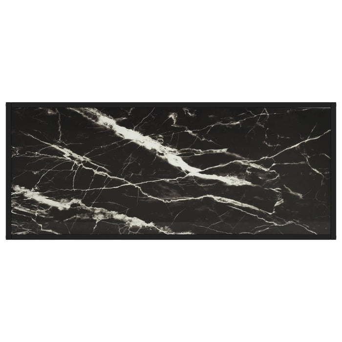 Tavolino da Salotto Nero con Vetro Marmo Nero 120x50x35 cm 322886