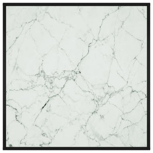 Tavolino Nero con Vetro Bianco Marmorizzato 90x90x50 cm 322913