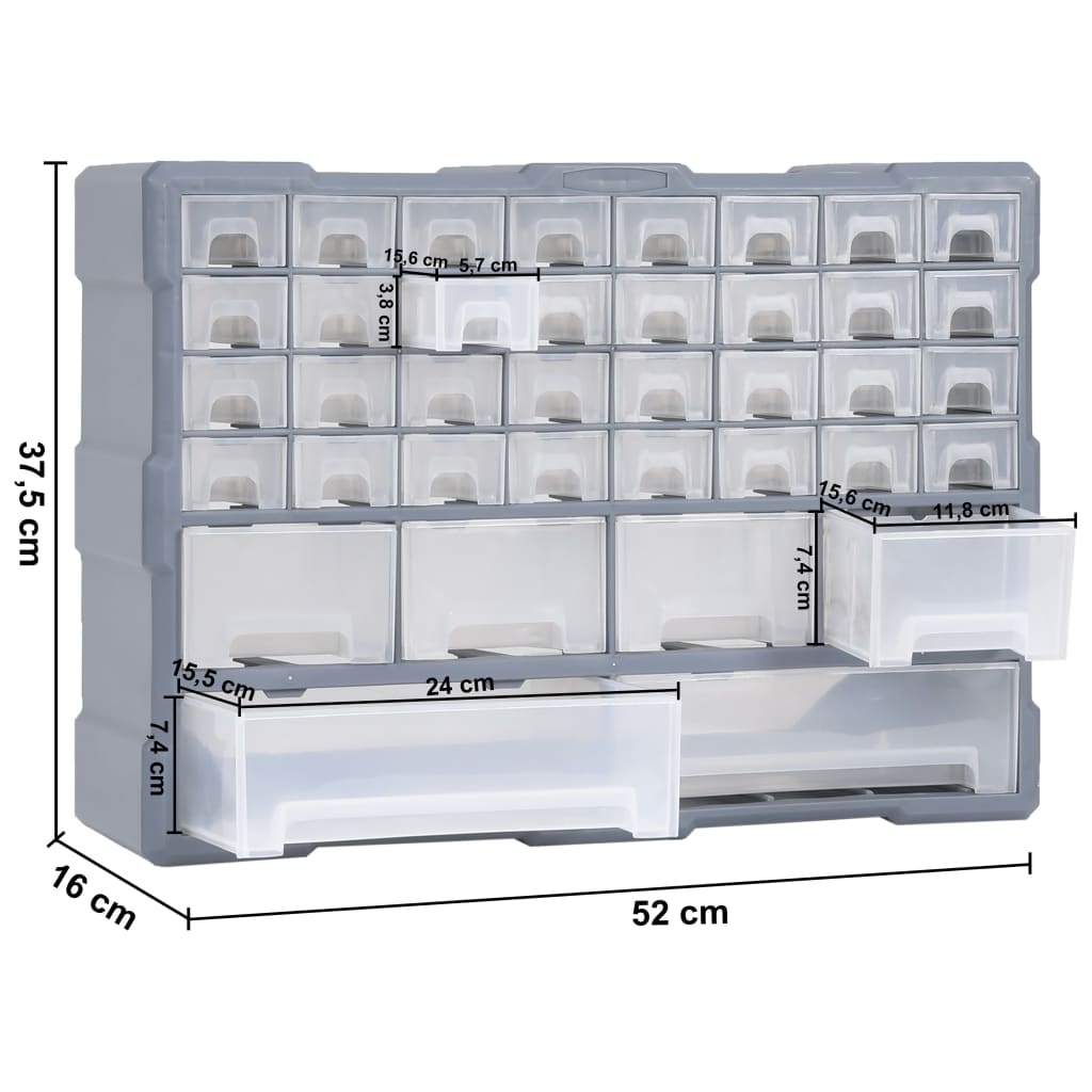 Mobile Contenitore con 38 Cassetti 52x16x37,5 cm 147578