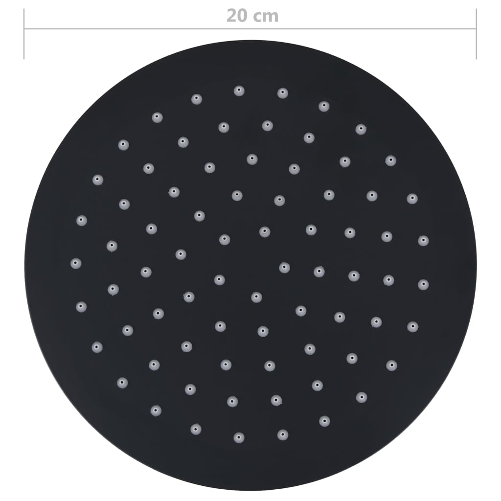 Testa Doccia a Pioggia in Acciaio Inox 20 cm Rotonda Nera 147690