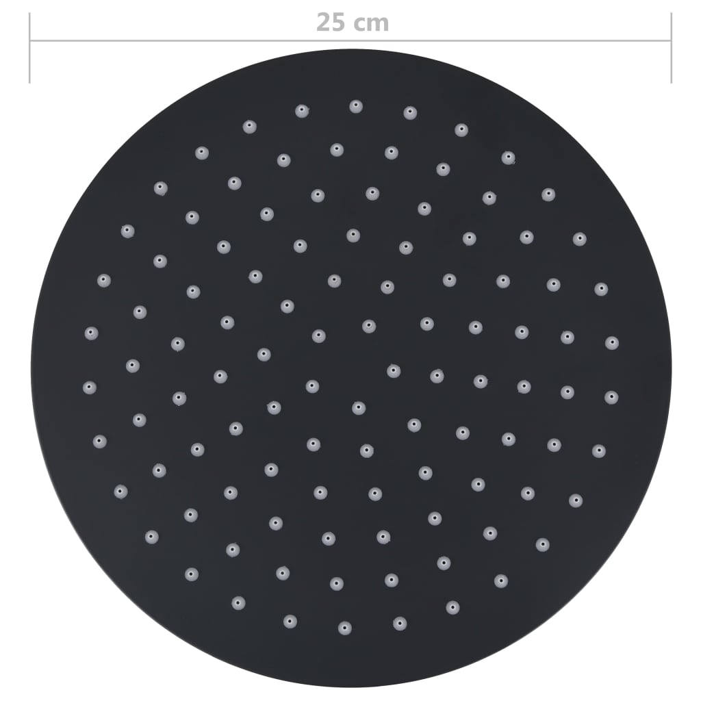 Testa Doccia a Pioggia in Acciaio Inox 25 cm Rotonda Nera 147691