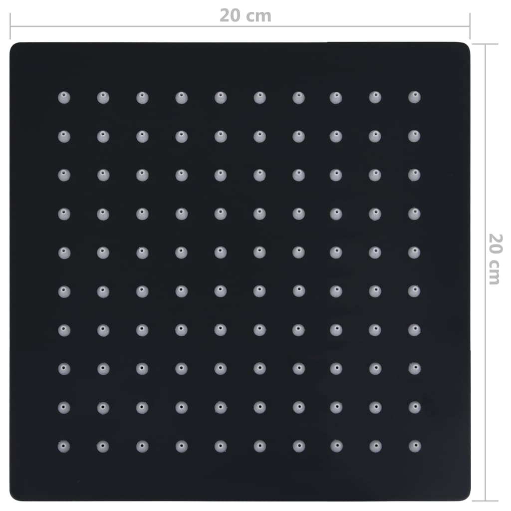 Testa Doccia a Pioggia in Acciaio Inoxe 20x20 cm Quadrata Nera 147695