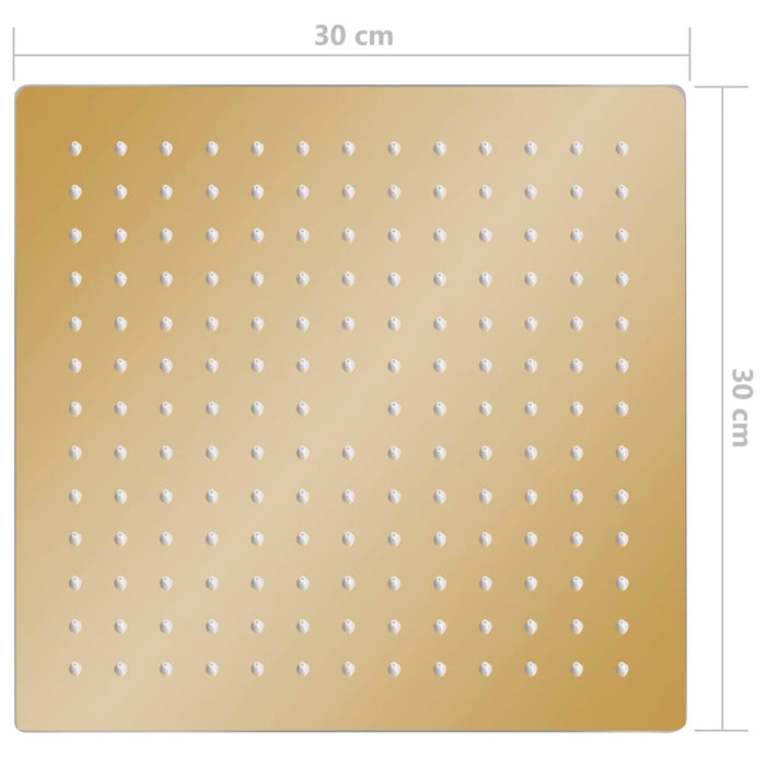 Testa Doccia a Pioggia in Acciaio Inox 30x30 cm Quadrata Oro