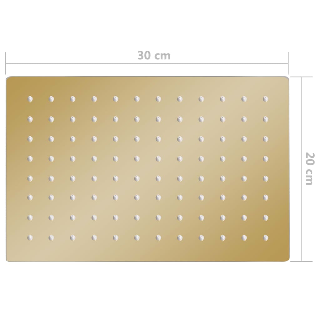 Testa Doccia a Pioggia in Acciaio Inox 30x20cm Rettangolare Oro 147713