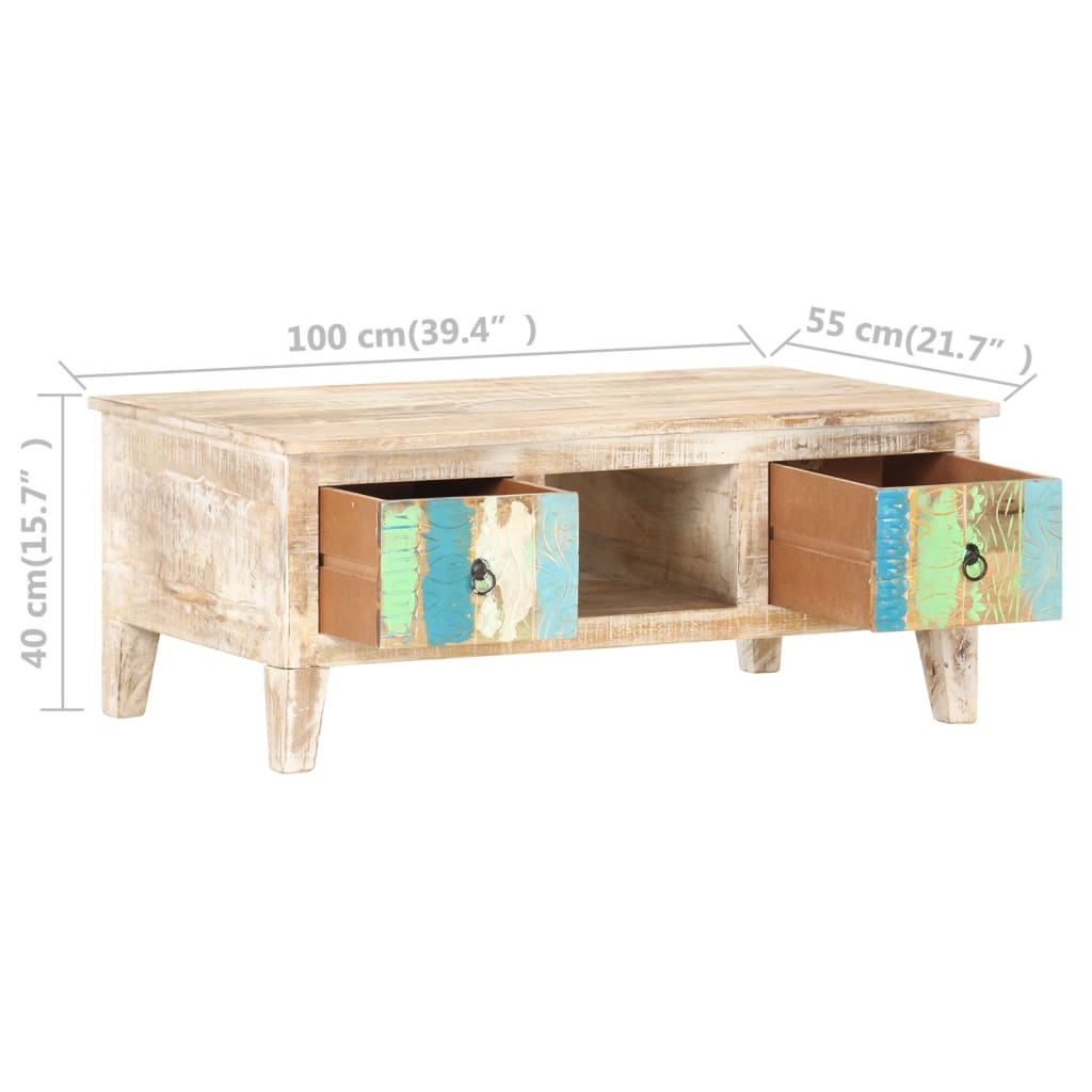 Tavolino da Caffè 100x55x40 cm in Legno di Acacia Grezzo 320235