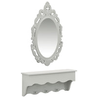 Set Mensola da Parete Svuotatasche con Ganci e Specchio Grigio 323973