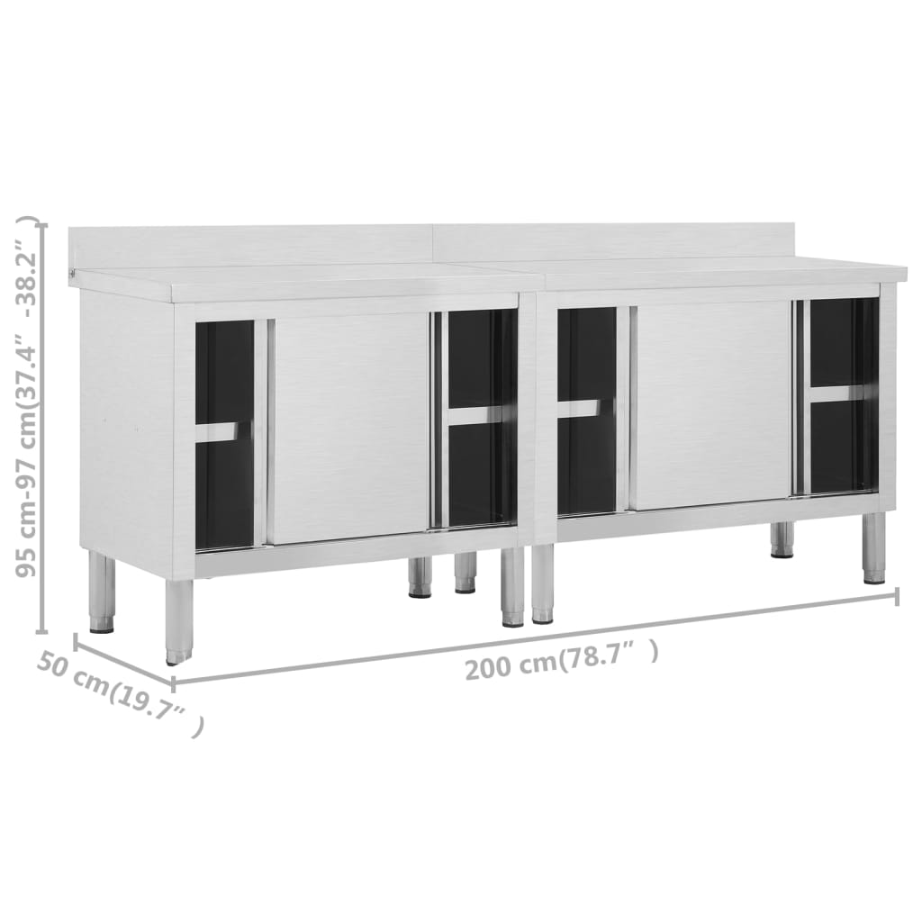 Tavoli da Lavoro Ante Scorrevoli 2 pz 200x50x(95-97) cm Acciaio 3055902