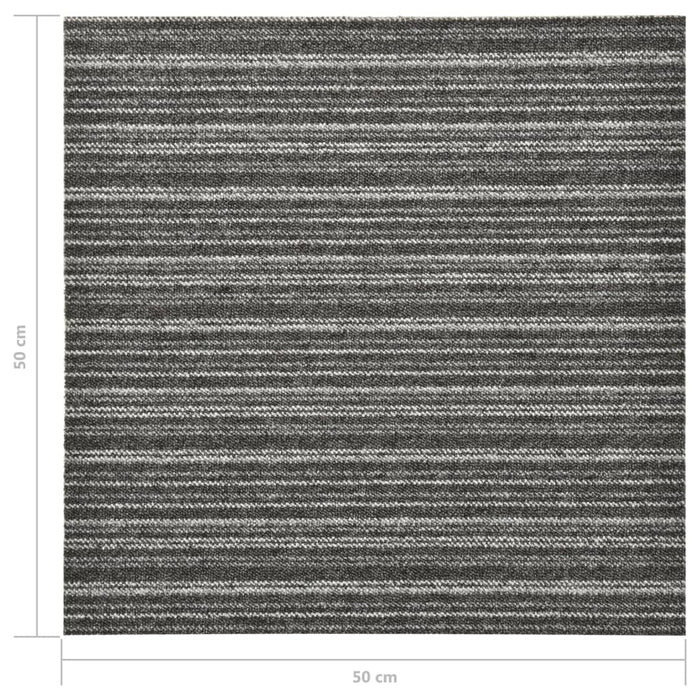 Quadrotte di Moquette 20 pz 5 m² 50x50 cm Antracite a Strisce 147308