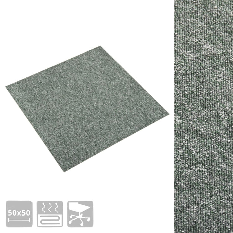 Quadrotte di Moquette 20 pz 5 m² 50x50 cm Verdi