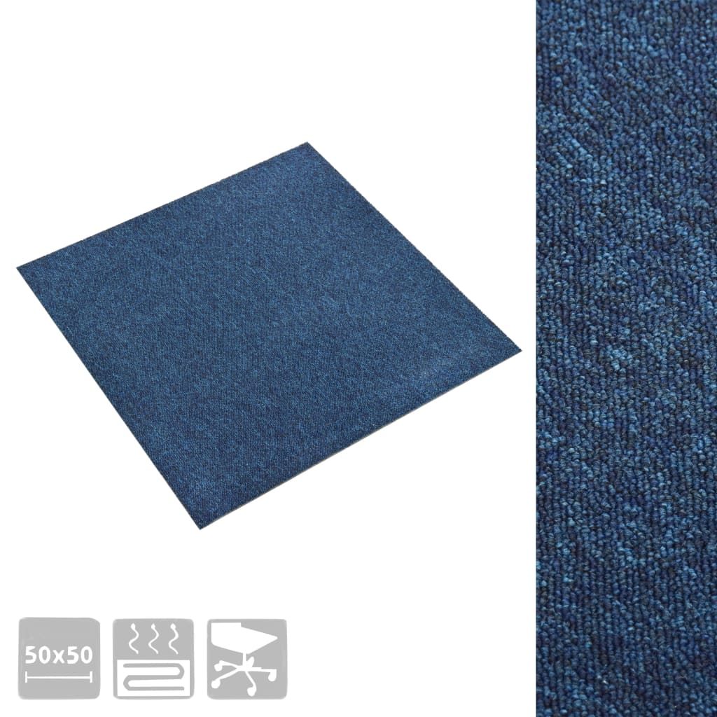 Quadrotte di Moquette 20 pz 5 m² 50x50 cm Blu Scuro cod mxl 49550