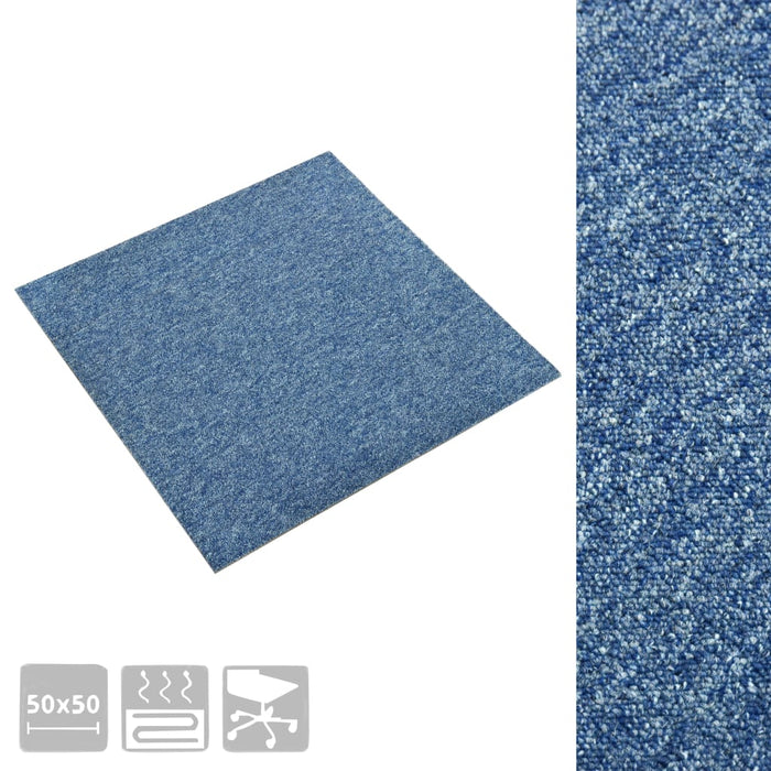 Quadrotte di Moquette 20 pz 5 m² 50x50 cm Blu 147316