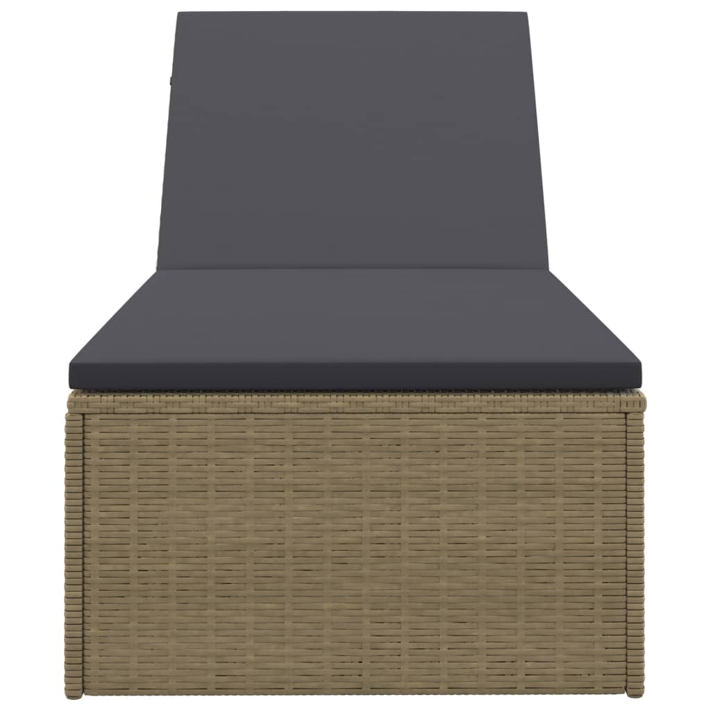 Lettino Prendisole in Polyrattan Marrone e Grigio Scuro 310146