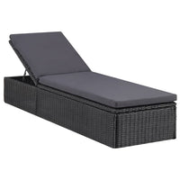 Lettino Prendisole in Polyrattan Nero e Grigio Scuro 310148