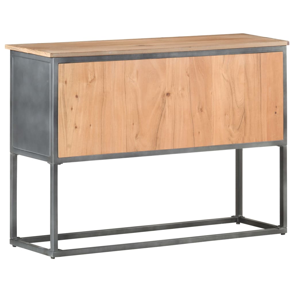 Credenza Grigia 100x30x70 cm in Legno Massello di Acacia