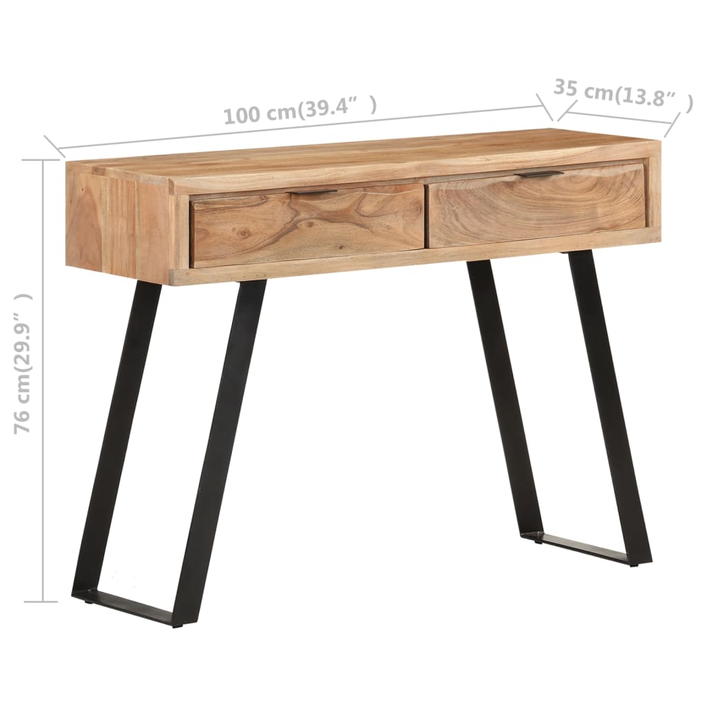 Tavolo Consolle 100x35x76cm in Massello d'Acacia con Bordi Vivi cod mxl 6391