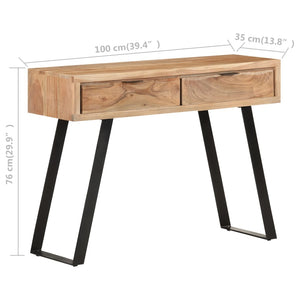 Tavolo Consolle 100x35x76cm in Massello d'Acacia con Bordi Vivi cod mxl 6391