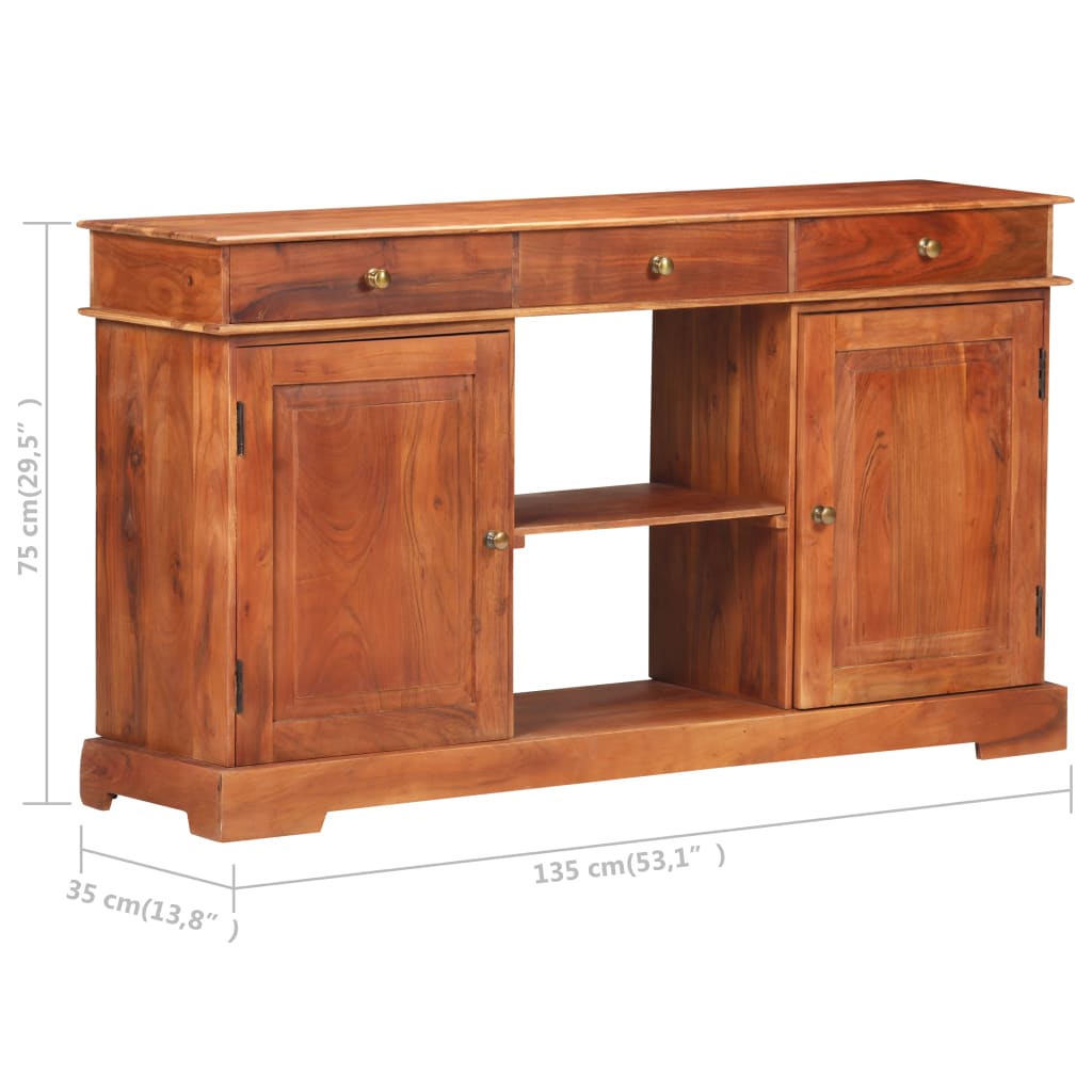 Credenza 135x35x75 cm in Legno Massello di Acacia