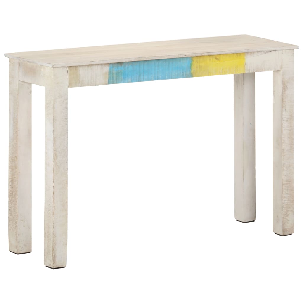 Tavolo Consolle Bianco 115x35x77 cm in Legno di Mango Grezzo 323556