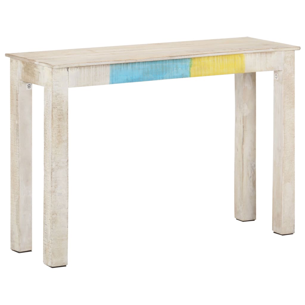 Tavolo Consolle Bianco 115x35x77 cm in Legno di Mango Grezzo 323556