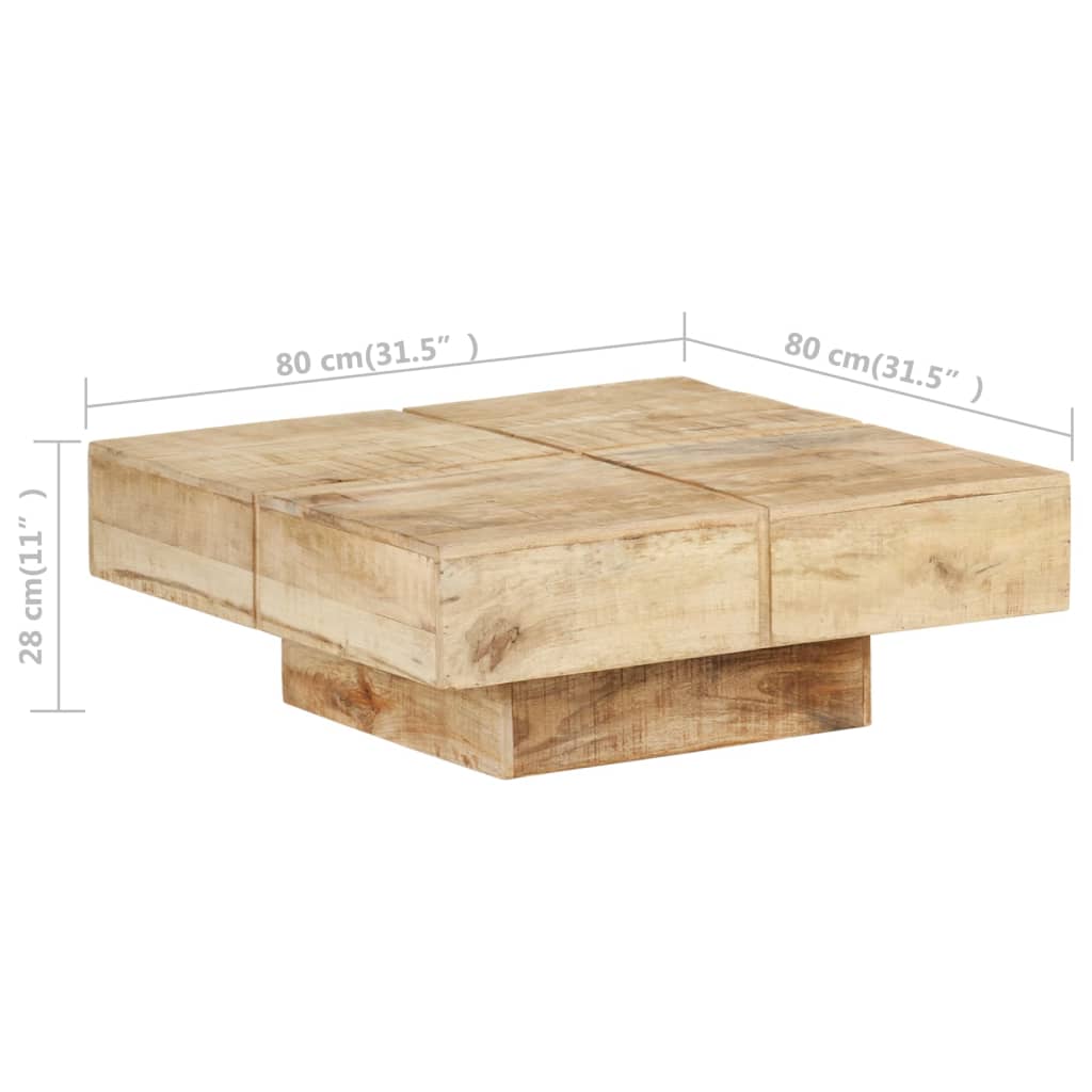 Tavolino da Caffè 80x80x28 cm in Legno Massello di Mango cod mxl 62420