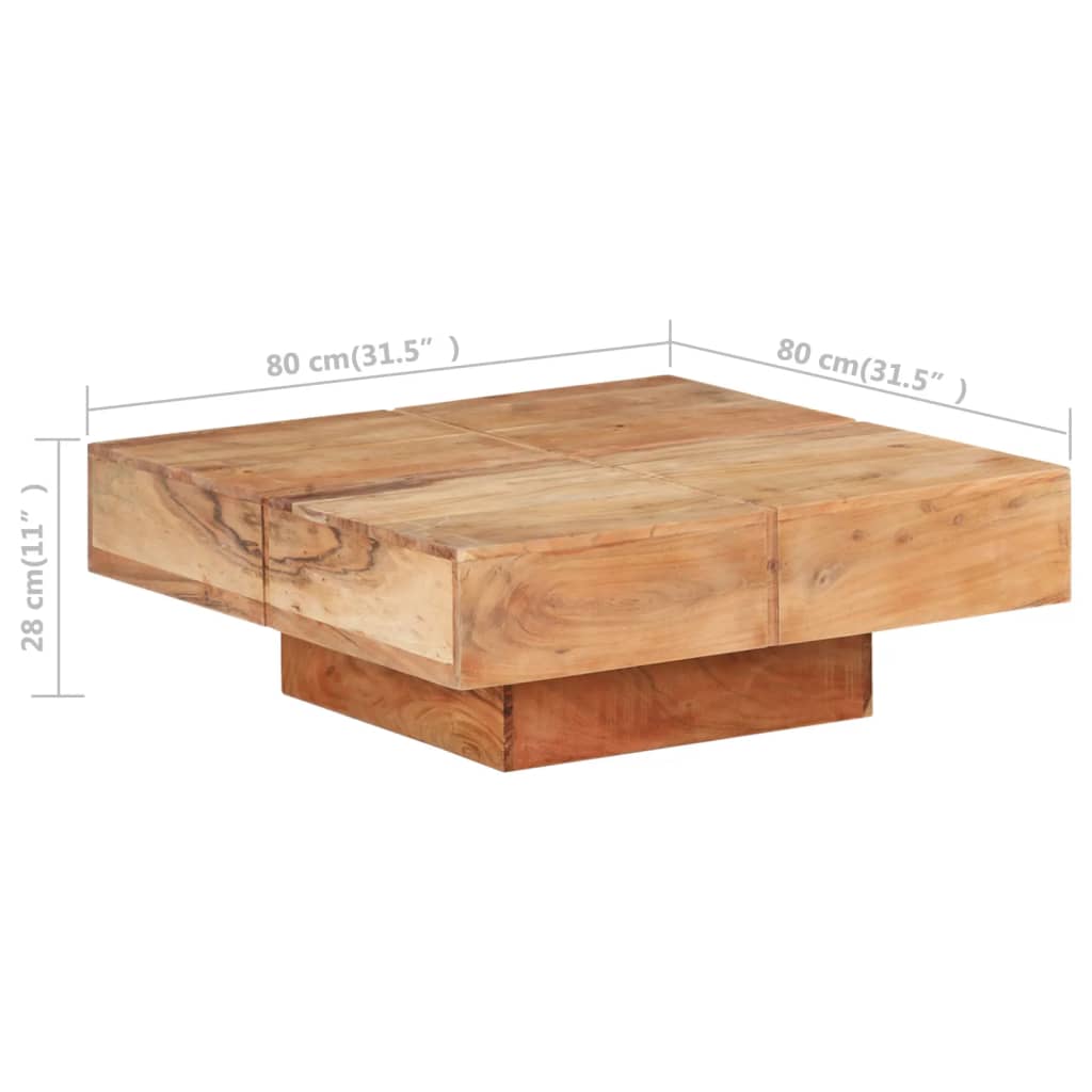 Tavolino da Caffè 80x80x28 cm in Legno Massello di Acacia 323593