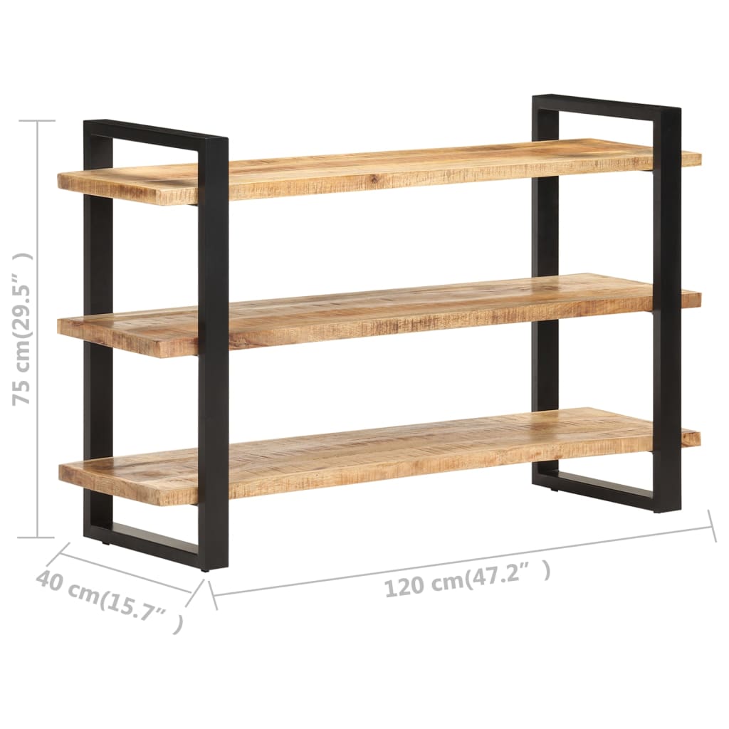 Credenza con 3 Ripiani 120x40x75 cm in Legno di Mango Grezzo 321069