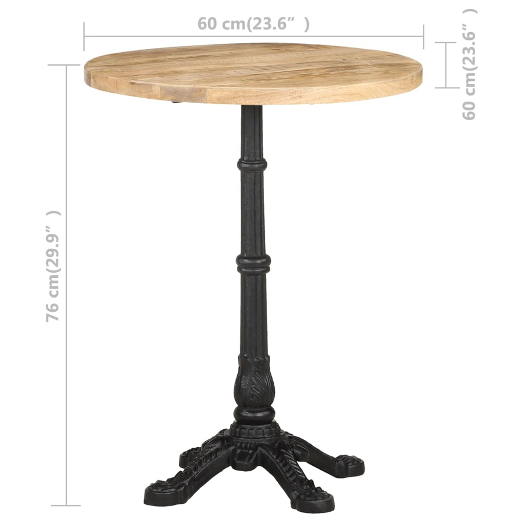 Tavolino da Bistrot Ø60x76 cm in Legno di Mango Grezzo 321087