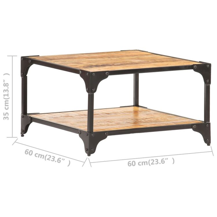 Tavolino da Caffè 60x60x35 cm in Legno Massello di Mango