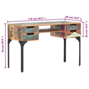 Scrivania 118x48x75 cm in Legno Massello di Recupero cod mxl 69634