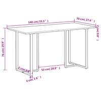 Tavolo da Pranzo 140 cm in Legno di Mango Grezzo 320691