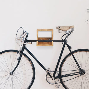 Supporto Bicicletta da Parete 35x25x25 cm in Legno Mango Grezzo