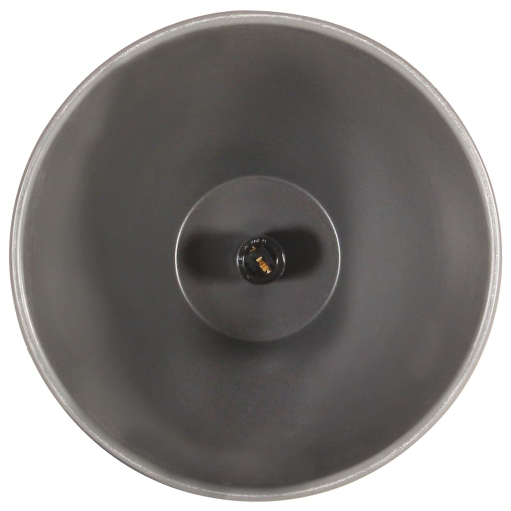 Lampadario Industriale Grigio Ferro e Legno Massello 35 cm E27 320887