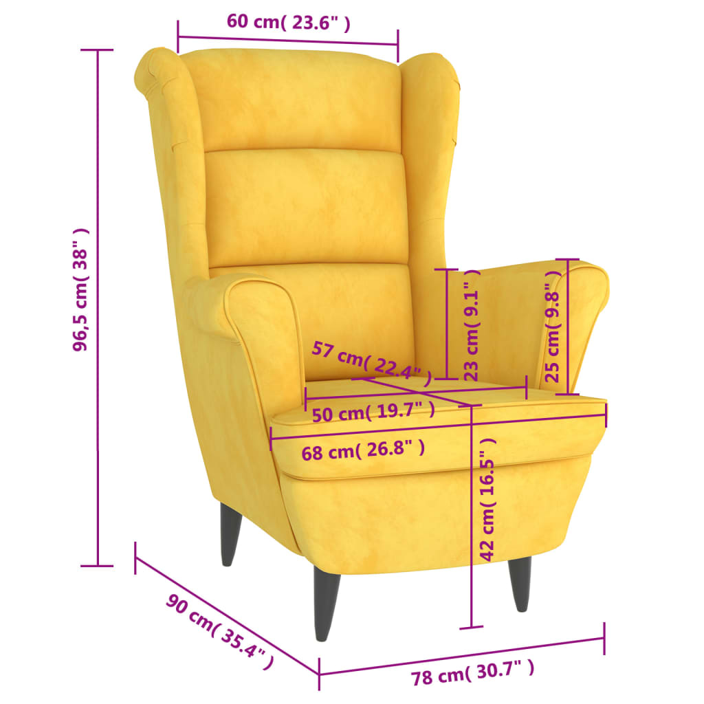 Poltrona Giallo Senape in Velluto cod mxl 13315