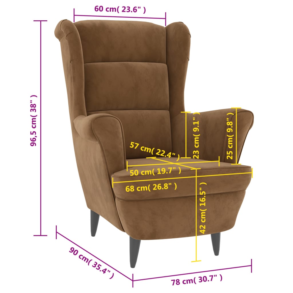 Poltrona Marrone Velluto 324067